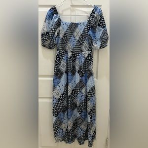 - Tommy Hilfiger Blue Patchwork Peasant Xs c2